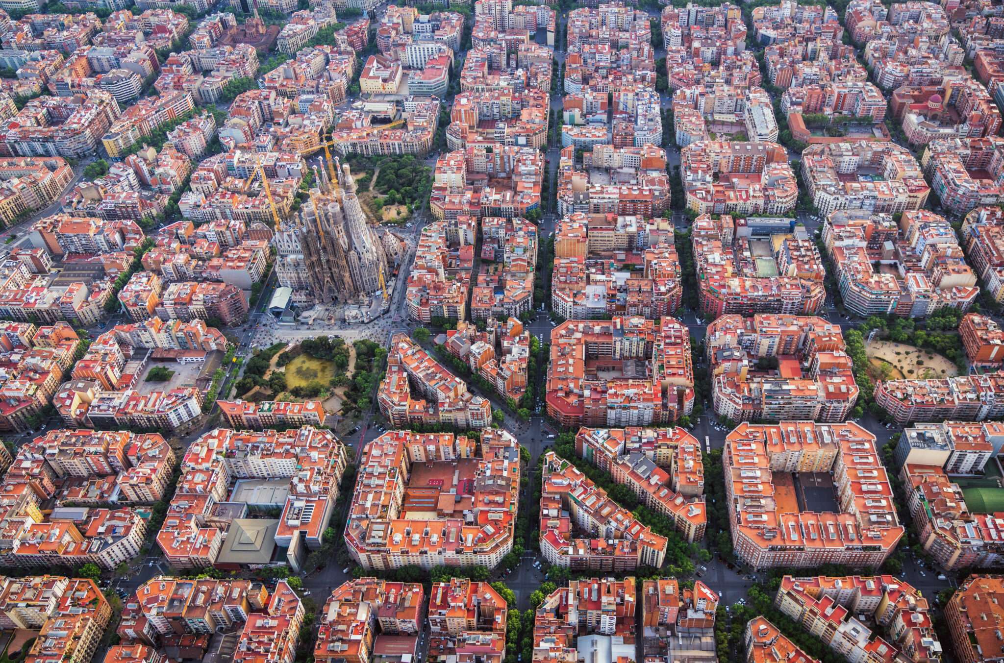 スペインのバルセロナ市の空撮。