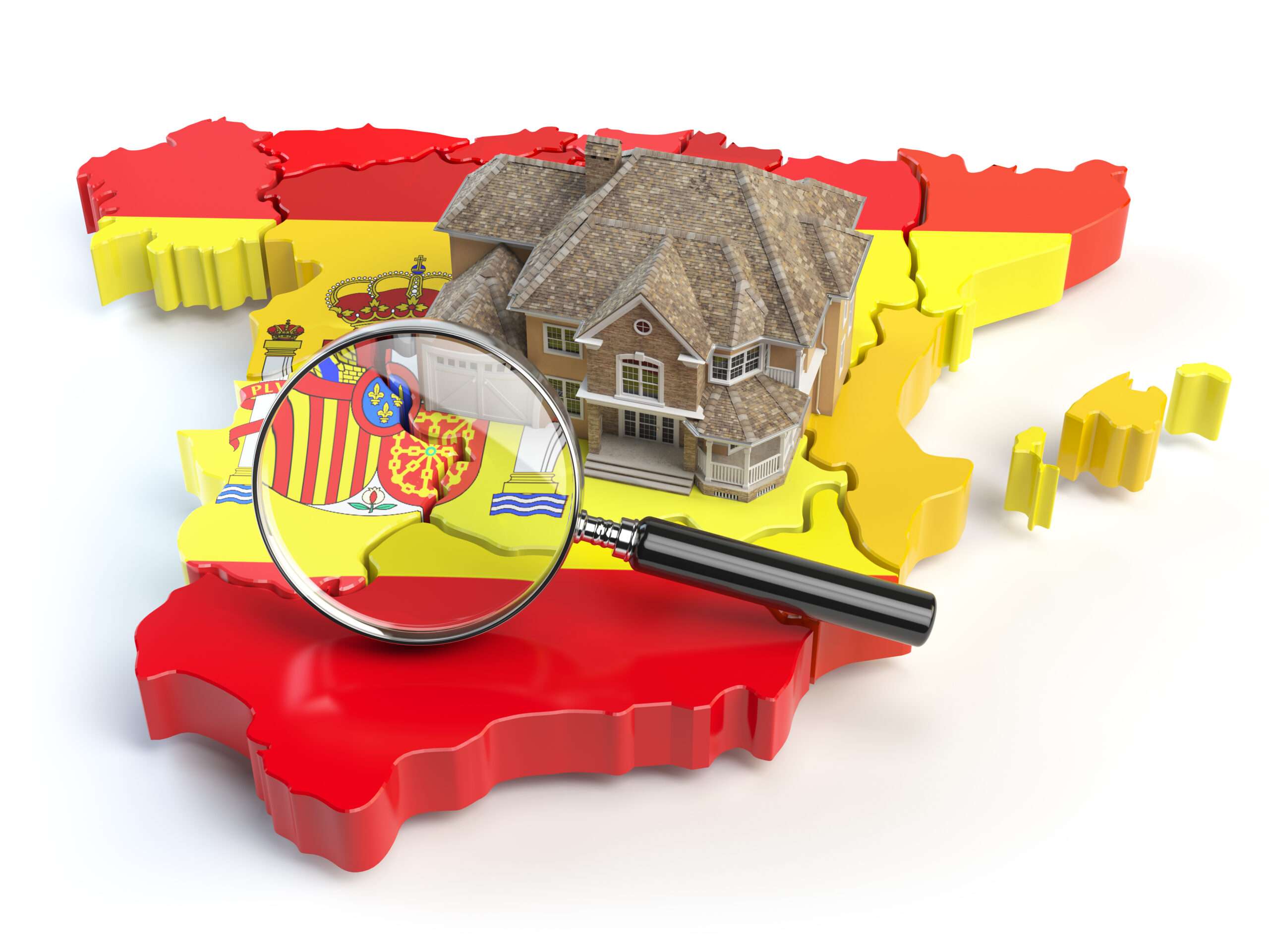 スペインの地図がある家には、拡大鏡が置かれています。
