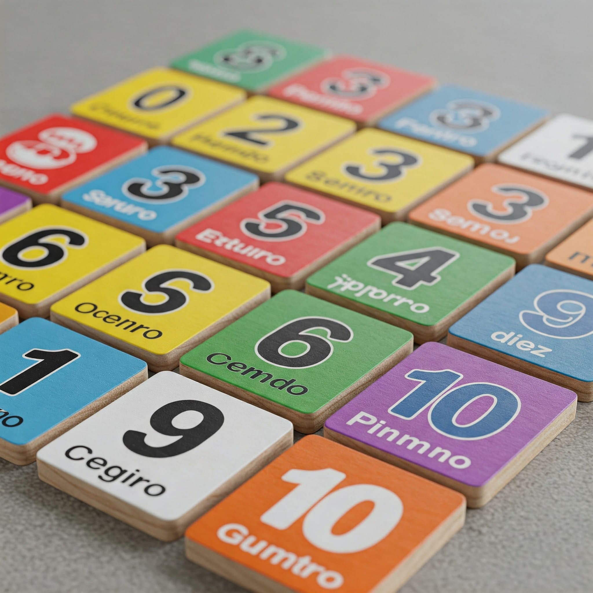 0から10までの数字が書かれたカラフルな積み木