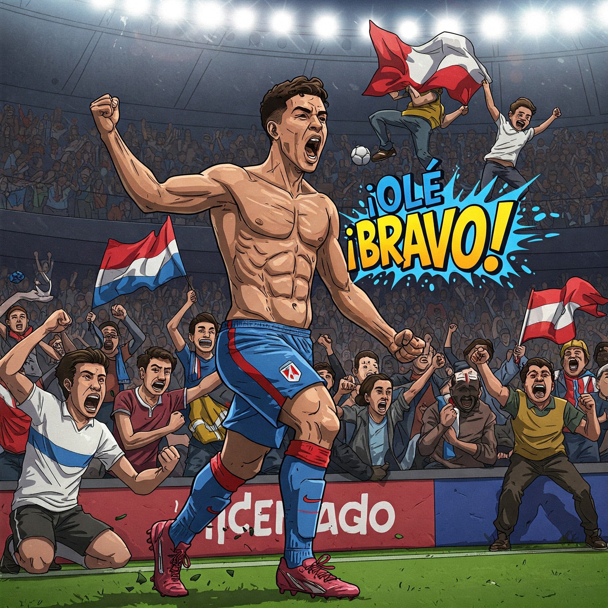 フラメンコやサッカーで「Olé!」と叫ぶシーンのイラスト