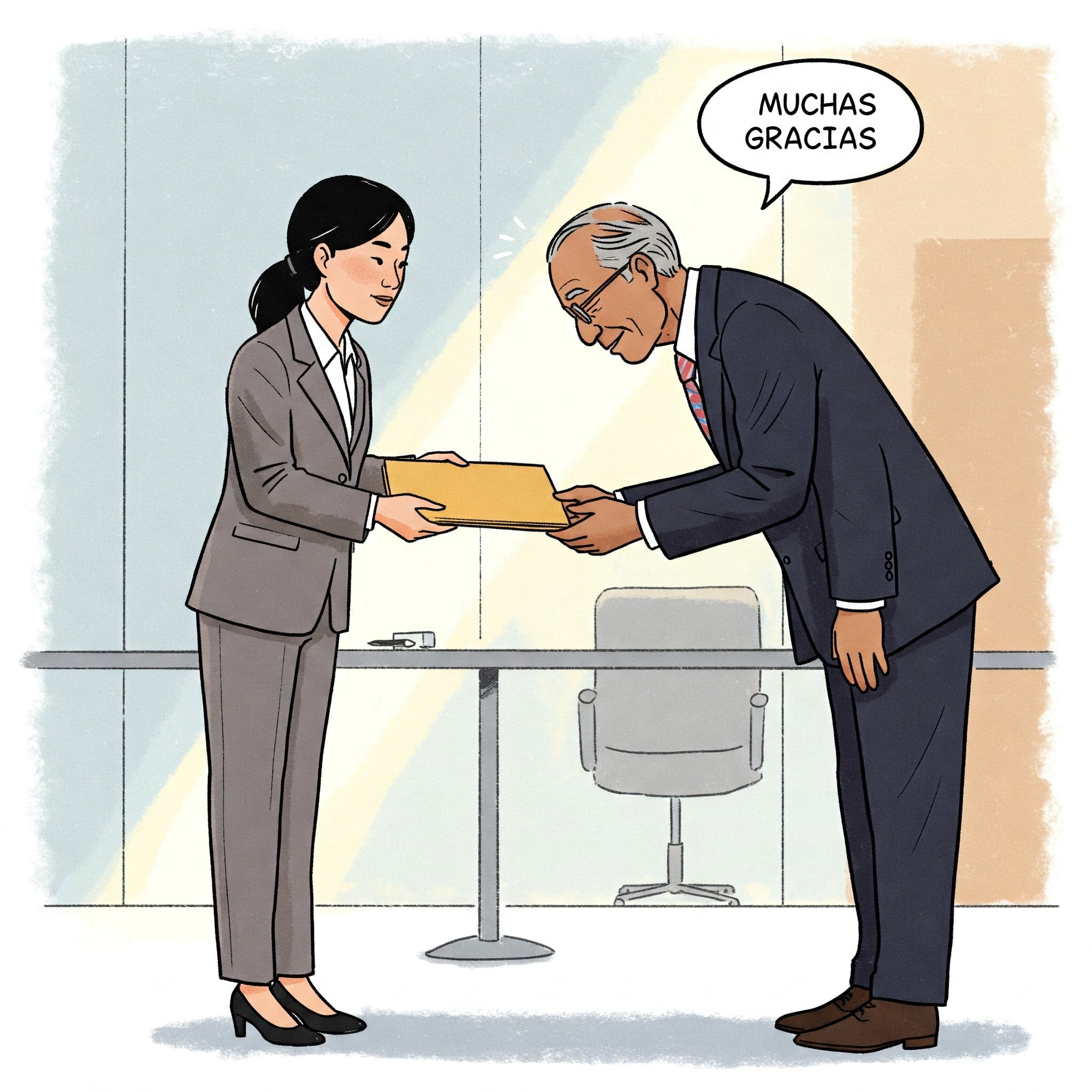 ビジネスシーンで感謝を伝えているイラスト