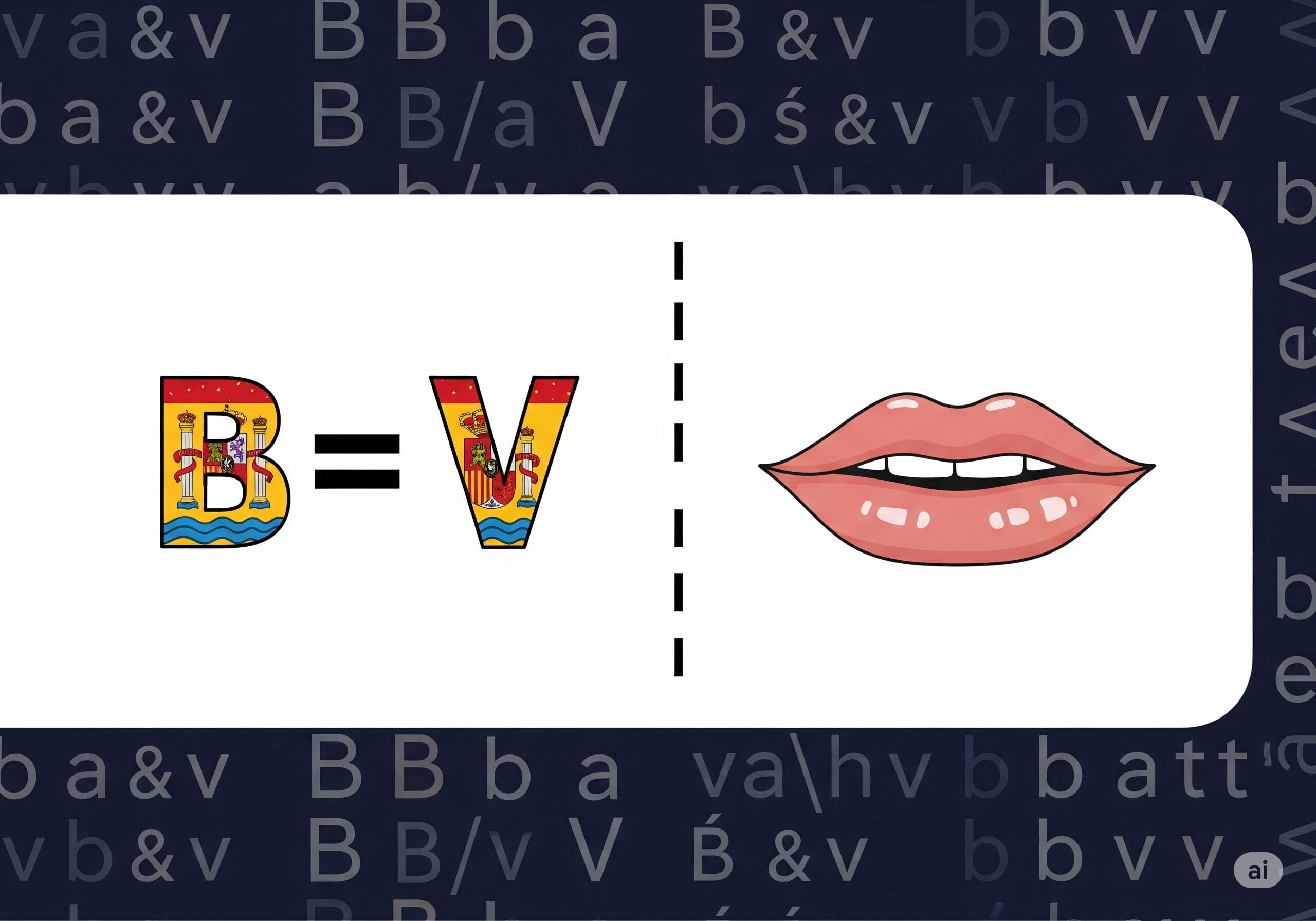 スペイン語のBとVがほぼ同じ発音であることを示すイラスト