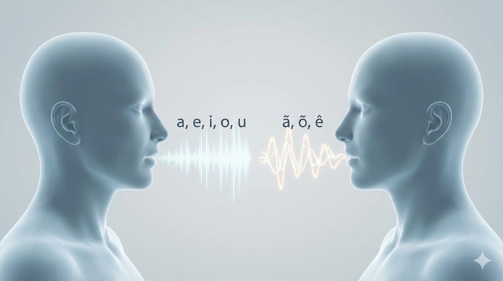 スペイン語の明確な発音とポルトガル語の複雑な鼻母音の視覚的比較