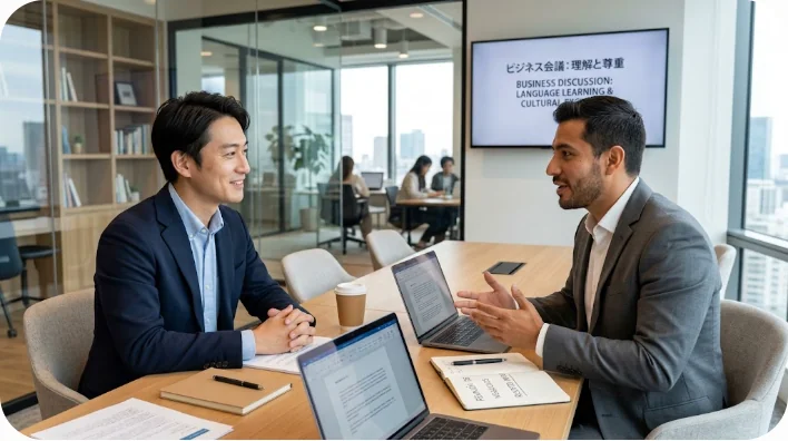 ビジネスの対話で落ち着いて同意を示す様子